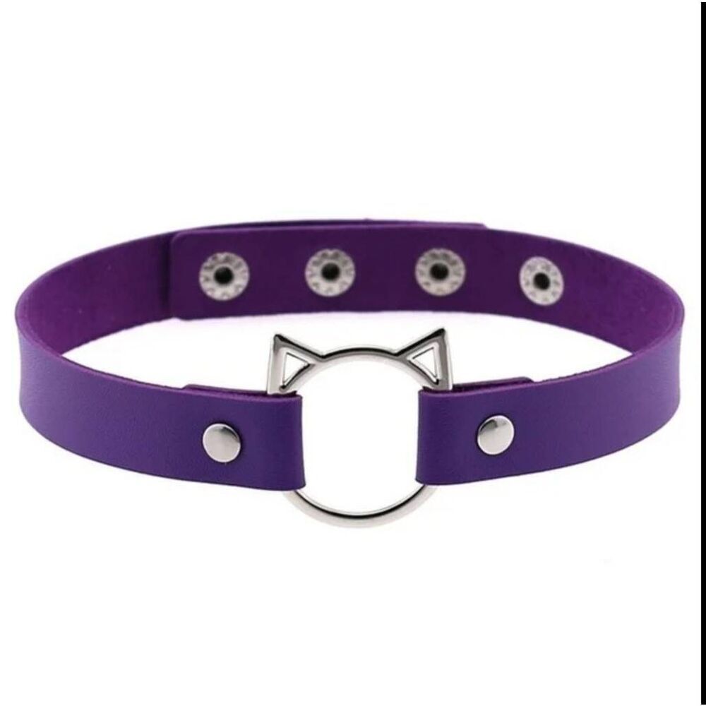 NWOT  Purple Cat Choker Collar Necklace